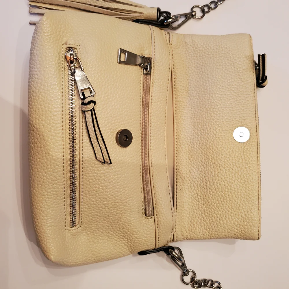 Black Rivet - Cream - Crossbody Bag with Silver Accents - Boho